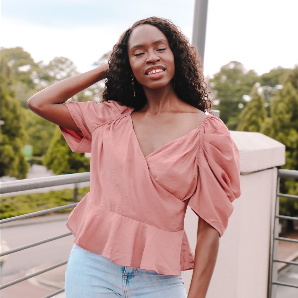 MAUVE/PINK PEPLUM TOP/BLOUSE